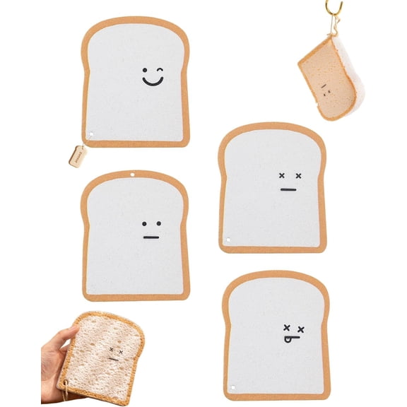 Bread Sponges Creative Toast Shaped Pop-Up Compostable Sponges Dual Sided Kitchen Home Scrubber Pad Reusable Non Scratch Household Funny Cleaning Tool Absorbent Dish Friendly(8pcs)
