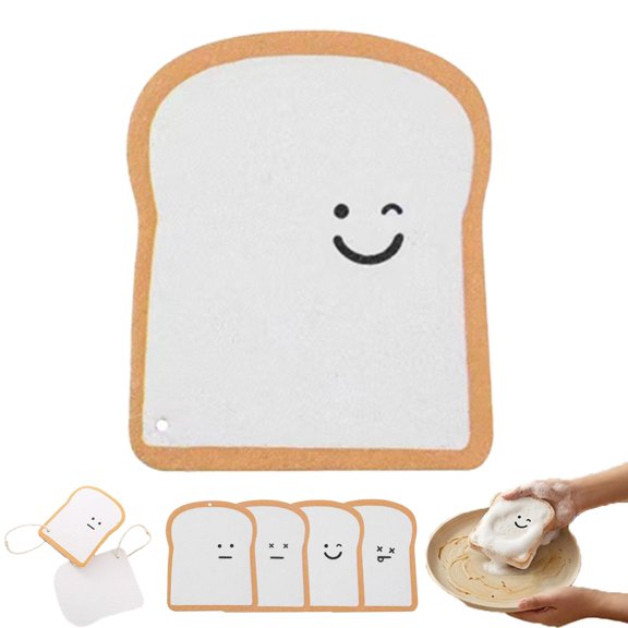 Bread Sponges, Toast Shaped Compostable Kitchen Sponge, Bread Sponges Creative Toast Shaped, Dual-Sided Reusable Absorbent Non-Scratch for Dishes, Home-Use Small Funny Cleaning Tools