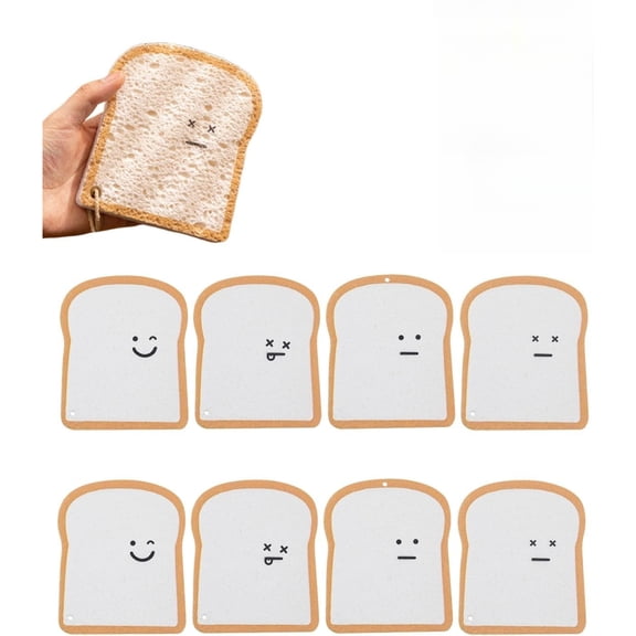 Bread Sponges, Toast-Shaped Pop-Up Compostable Sponges, Dual-Sided Scrubber, Reusable, Non-Scratch, Absorbent & Dish-Friendly Cleaning Tool