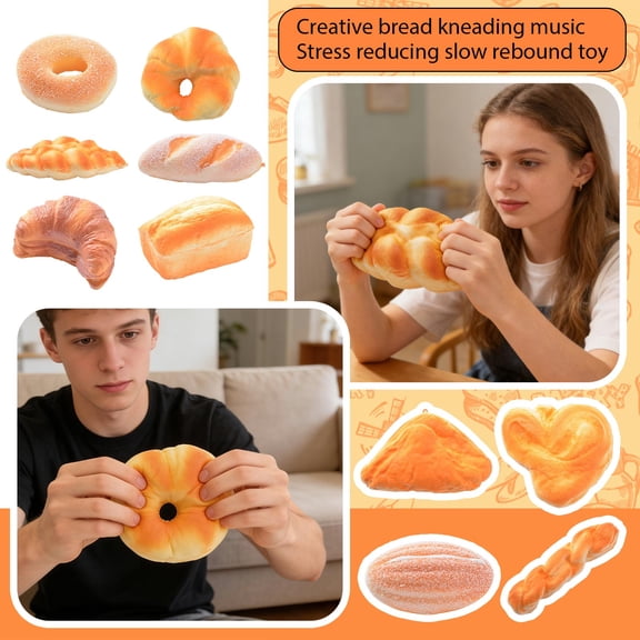 Bread Squishy,Creative Slow-Rising Sensory Fidget for Stress Relief,Soft Squeeze Stress Ball,Quiet Stimming Tool for Adult Anxiety Gift and Daily Relaxation