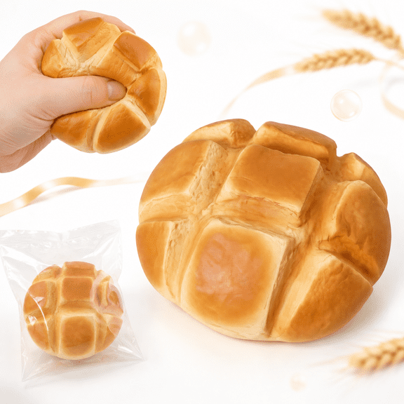 Bread Squishy Toy, Slow Rising Squishy Bun Squeeze Toy, Soft Food-Shaped Fidget Toy for Tactile Play, Desk Decor and Novelty Gifts