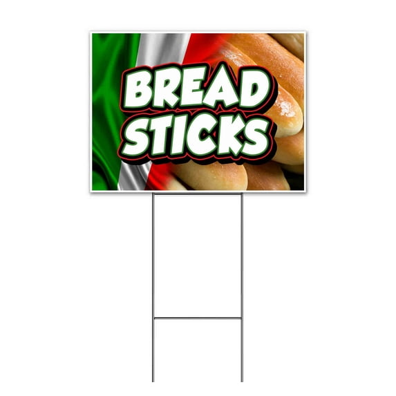 Bread Sticks (18" x 24") Yard Sign, Includes Metal Step Stake