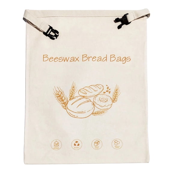 Bread Storage Bag, Reusable Food Organizer, Beeswax Lined Zipper Pouch With Fresh Keeping Design, Wide Opening Kitchen Storage Container For Loaves Sourdough And Baked Goods