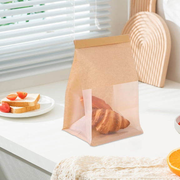 Bread Storage Bag With Window,Reusable Food Packaging Bag With Oil Resistant Lining And Foldable Flat Bottom Design,Portable Bakery Bag For Bread Snacks Coffee Beans And Baked Goods Storage