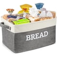 thumbnail image 1 of Bread Storage Basket for Kitchen, Foldable Fabric Bread Keeper Bread Storage Container Bin with Handles, Bread Baskets for Kitchen Counter and Pantry (White & Grey), 1 of 3