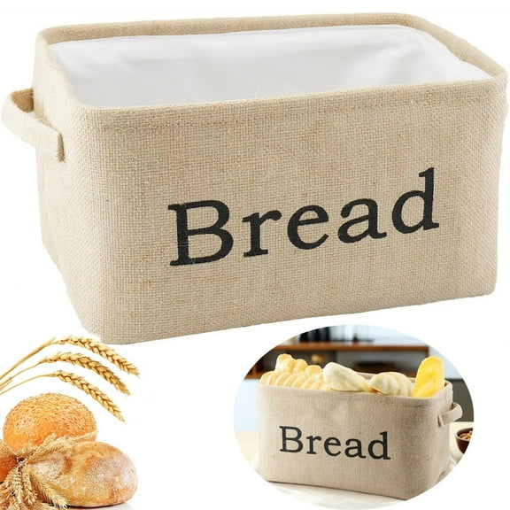 Bread Storage Bin for Pantry,Tutuviw Burlap Basket for Keeping Bread, Foldable Bread Storage Container Bin with Handles Baskets for Kitchen Counter/Pantry Baking,Kitchen Container for Bread,Rolls