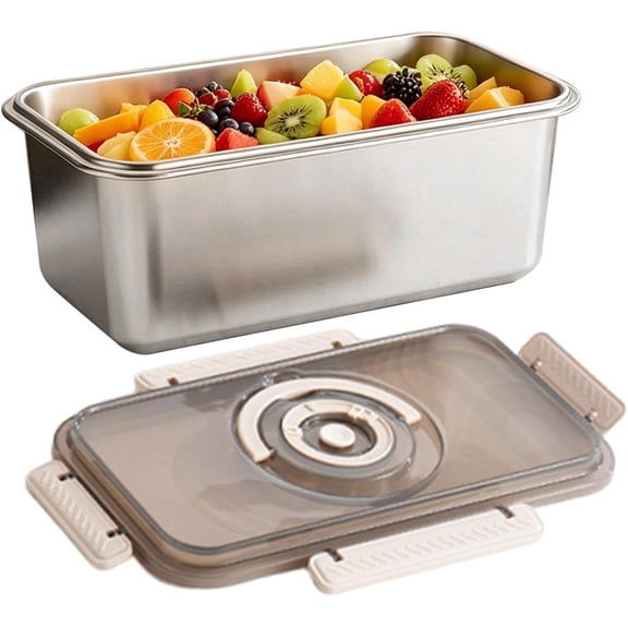 Bread Storage Box Stainless Steel Airtight Container with Adjustable Air Valve Lid and Time Record Dials, Kitchen Bread Keeper for Toast, Bagel, Muffin, Sandwich Fresh Storage Use