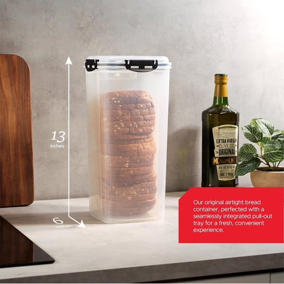 Bread Storage Container - 2 Pack  Plastic Bread Box with Ingeniously Tray - Airtight Container/Holder for Homemade Loaves and Baked Goods