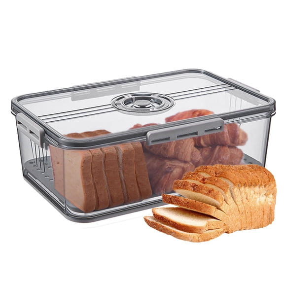 Bread Storage Container with Airtight Lid - Bread Box for Kitchen Countertop, Time Recording Bread Keeper for Homemade Bread, Bagel, Cookies, Cupcakes-grey