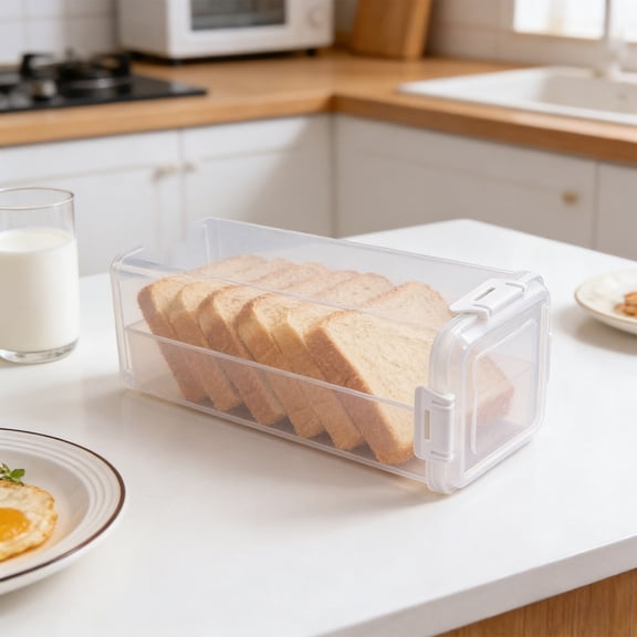 Bread Storage Container with Tray Plastic Bread Box with Airtight Lid Loaf Bread Keeper Sandwich Bread Dispenser Loaf Storage Bread Saver Bread Holder for Homemade Bread