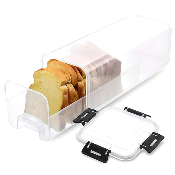 Bread Storage Container with Drawer Tray,Plastic Bread Box with Airtight Lid,Loaf Bread Keeper,Bread Holder for Homemade