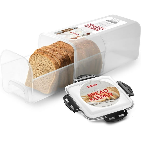 Bread Storage Container with Tray, Plastic Bread Box, Bread Container with Airtight Lid, Loaf Bread Keeper, Bread Holder for Homemade Bread, BPA Free