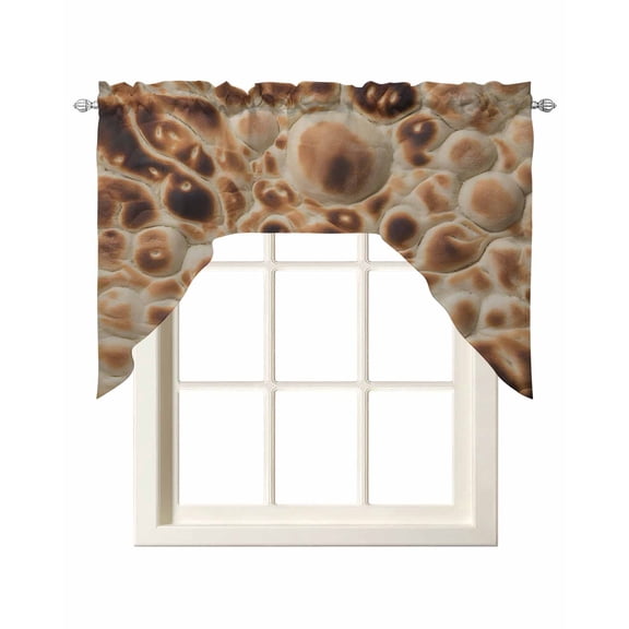 Bread Swag Valances for Windows, Small Curtains Drapes, Brown Farmhouse Chic Abstract Food Texture Kitchen Window Curtains Over Sink Rod Pocket Window Treatment Valance for Bedroom/Bathroom 56"x36"