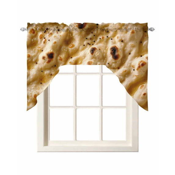 Bread Swag Valances for Windows, Small Curtains Drapes, Farmhouse Brown Chic Abstract Food Texture Kitchen Window Curtains Over Sink Rod Pocket Window Treatment Valance for Bedroom/Bathroom 56"x36"