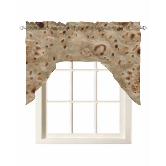 Bread Swag Valances for Windows, Small Curtains Drapes, Farmhouse Chic Abstract Food Texture Brown Kitchen Window Curtains Over Sink Rod Pocket Window Treatment Valance for Bedroom/Bathroom 56"x36"