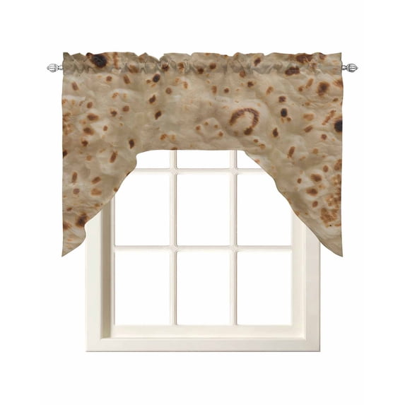 Bread Swag Valances for Windows, Small Curtains Drapes, Farmhouse Chic Abstract Food Texture Brown Kitchen Window Curtains Over Sink Rod Pocket Window Treatment Valance for Bedroom/Bathroom 56"x36"