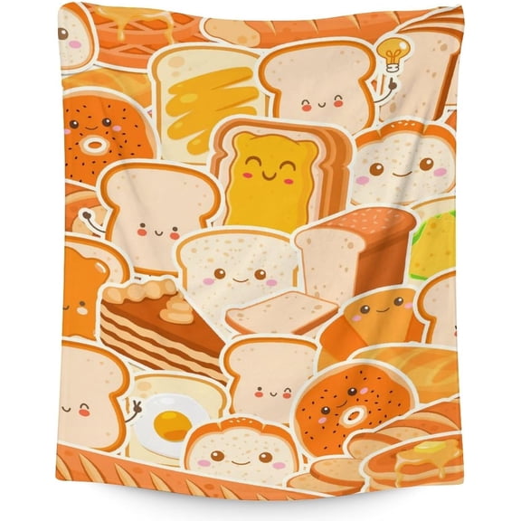 Bread Throw Blanket for Girls - 30x40 Inches Lap Size Soft Fuzzy Plush Throws Gift - Colorful Cute Blanket for Couch & Office