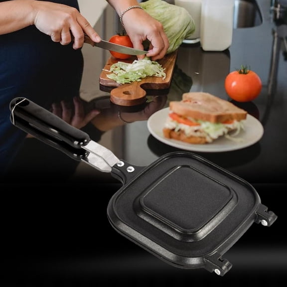 Bread Toast Maker Pan Double Sided with Heat Resistant Handles Non Stick Sandwiches Maker for Gas Top