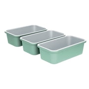 Bread Toast Mold Non-Stick Loaf Tin Rectangular Toast Bread Baking Mould Sandwich Loaf Bread Pan Oven Tray for Baking Aluminized Steel Gray Green 9.09x5.08x2.64in 3-Piece Set