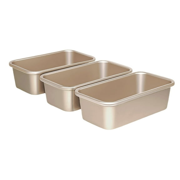Bread Toast Mold Non-Stick Loaf Tin Rectangular Toast Bread Baking Mould Sandwich Loaf Bread Pan Oven Tray for Baking Carbon Steel Champagne Gold 9.09x5.08x2.8in 3-Piece Set