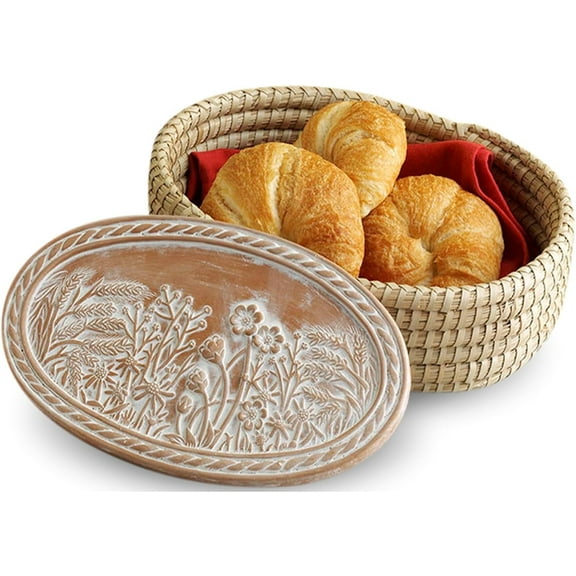 Bread Warmer Basket with Stone - Bread Baskets for Serving Tortilla, Sourdough, House Warming Gifts New Home, Terracotta, Bakers Gift for Kitchen, Bread Maker Women, Men, Birthday, Hostess Farmhouse
