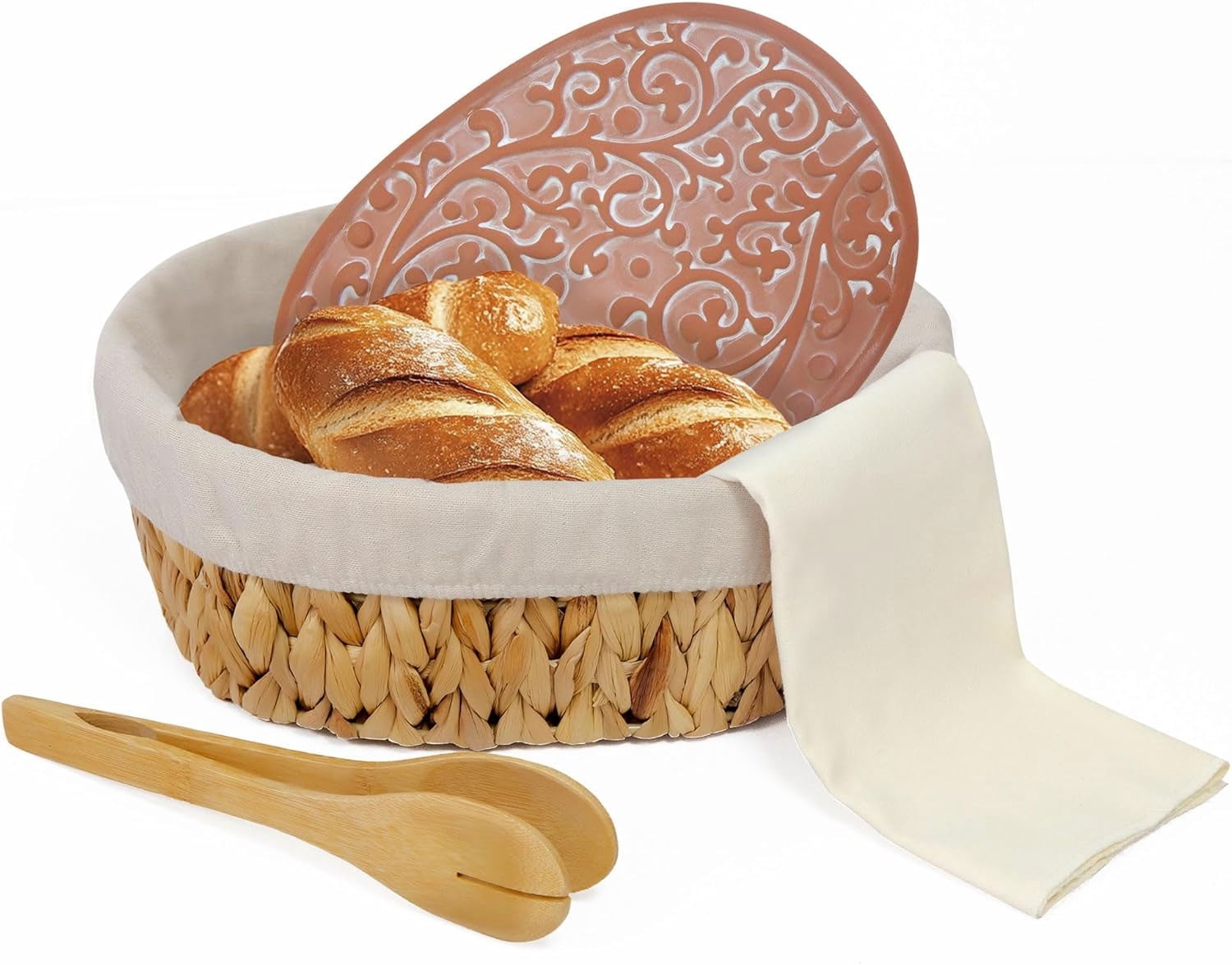 Bread Warmer Basket with Stone - Bread Baskets for Serving/House Warming Gifts New Home for Women/Kitchen Gifts for Bakers Hostess
