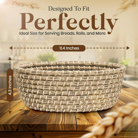 Bread Warmer Basket with Stone - Hand Woven Bread Basket With Warming Stone Included to Keep Your Loaf Warm!