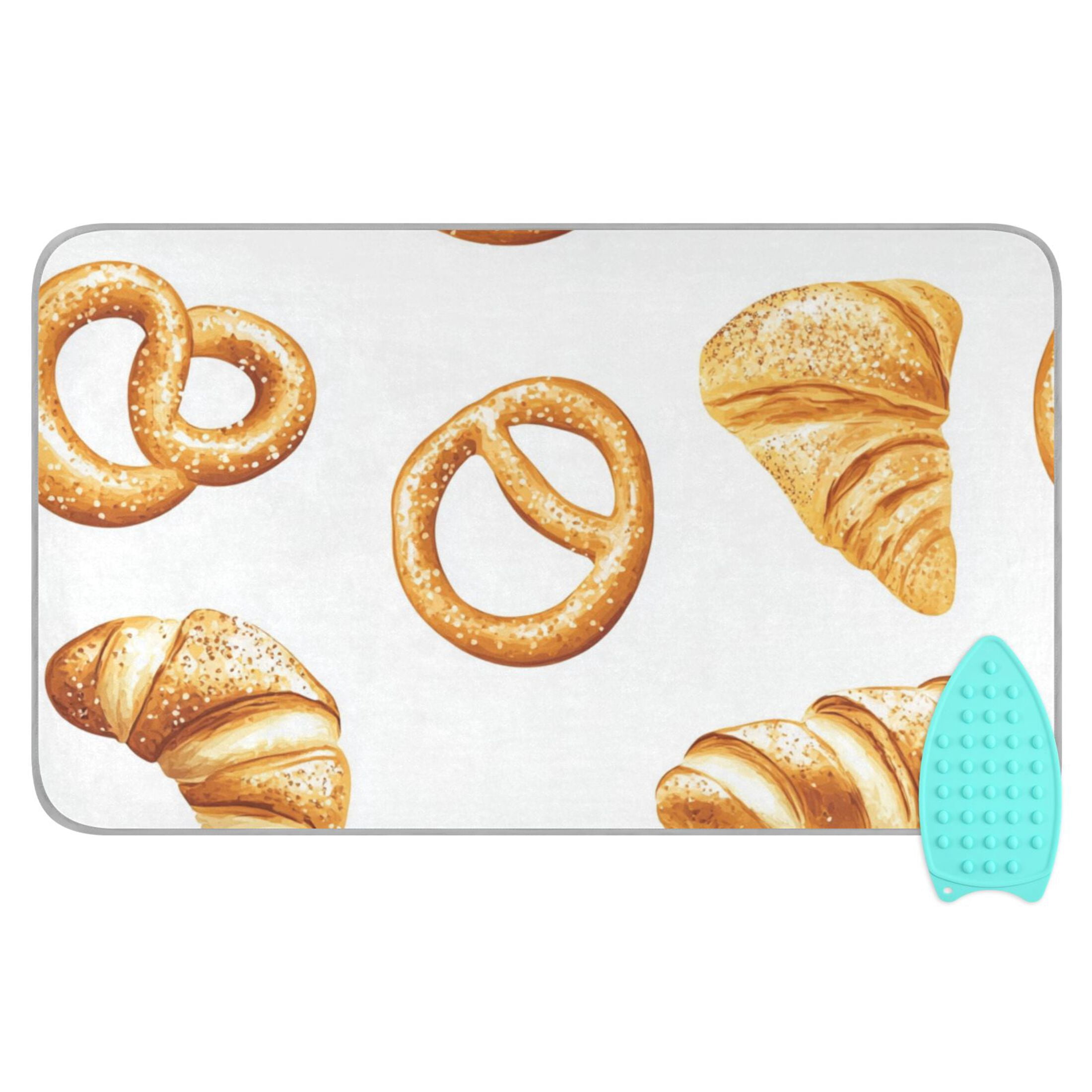 Bread and Pretzel Cute Ironing Mat Blanket Portable Travel Ironing Pad Heat Resistant Pad 47.2" x 27.6”