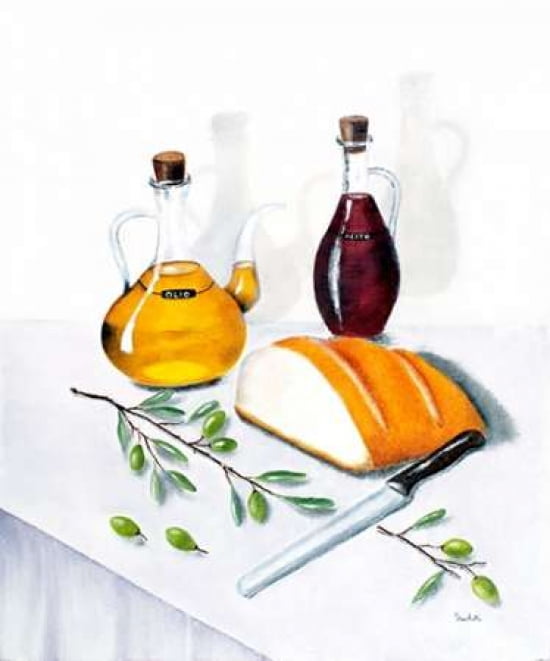 Bread and oil Canvas Art - Patrizia Zecchetti (24 x 24)