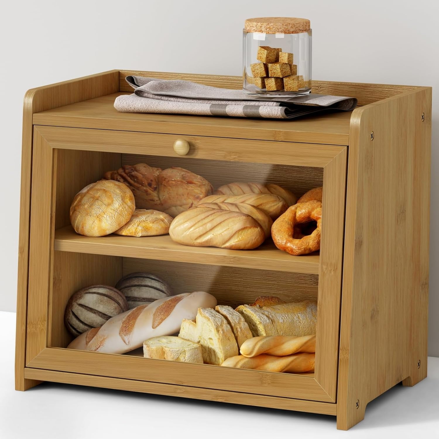 Bread box, a large bread storage container for homemade bread, wooden ...