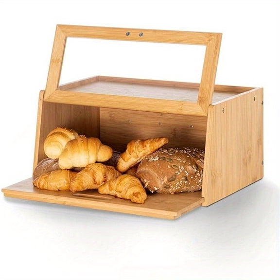 Bread box storage, bamboo table storage box, wooden baking bread box, table storage box, kitchen whole food box