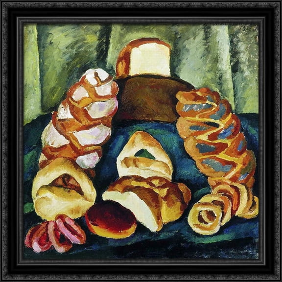Bread on the green 28x28 Large Black Ornate Wood Framed Canvas Art by Pyotr Konchalovsky