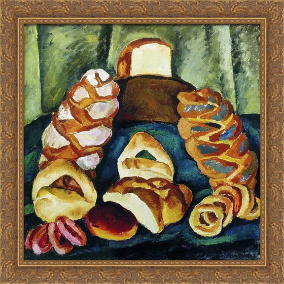Bread on the green 28x28 Large Gold Ornate Wood Framed Canvas Art by Pyotr Konchalovsky