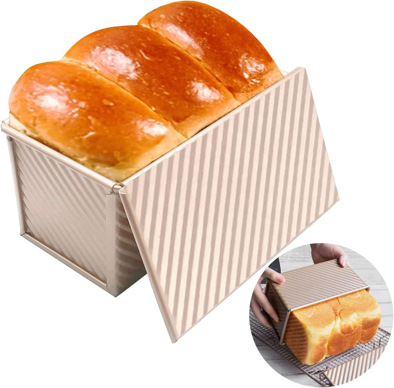 Bread pan with lid, rectangular pan for baking toast Sandwich pan Non