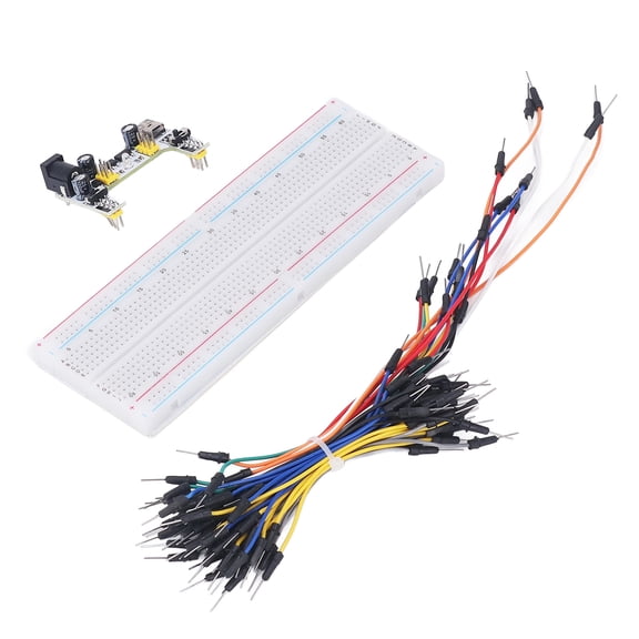 Breadboard Kit - 830 Tie Points Breadboard with Power Supply Module and 65 Jumper Wires for DIY Projects (White)
