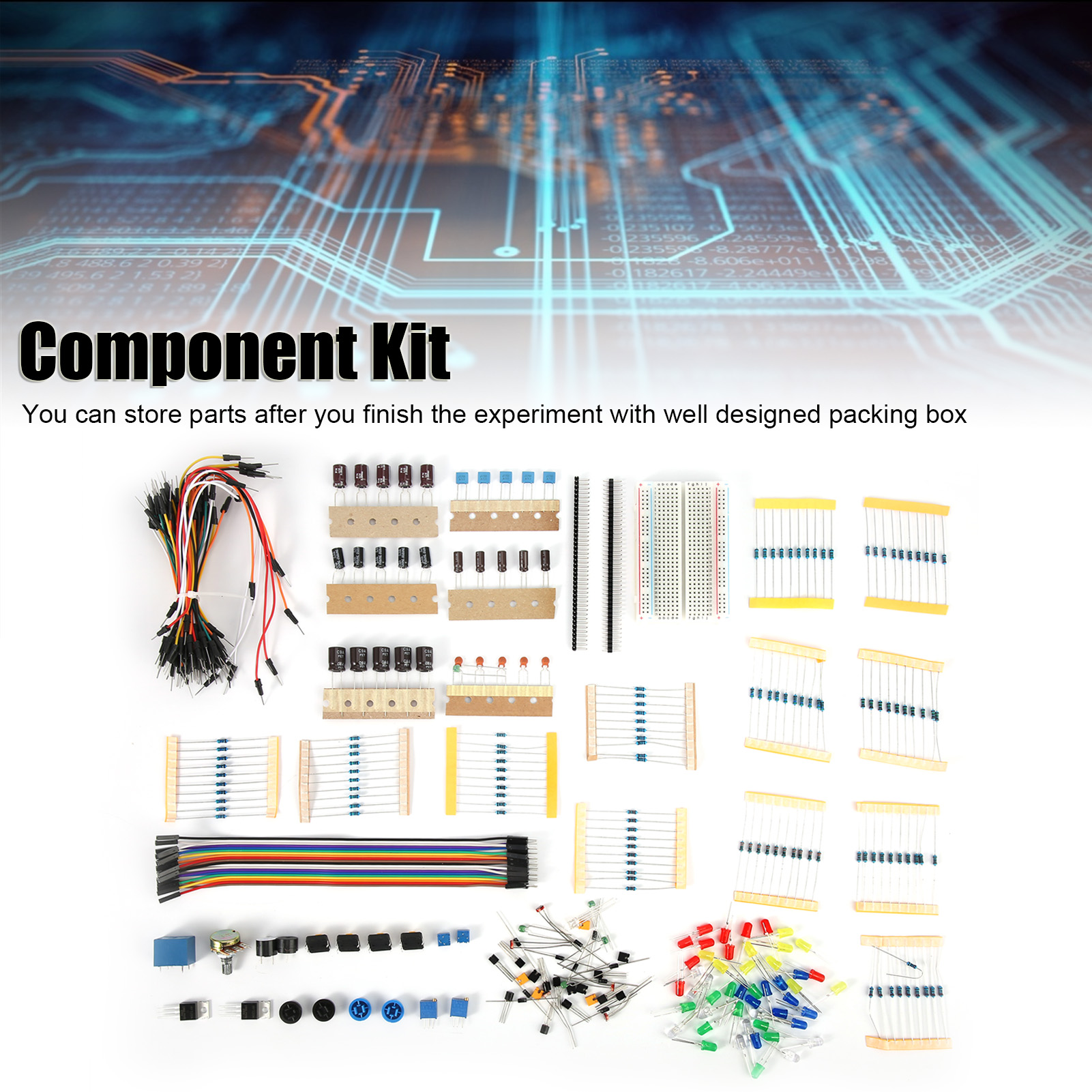 Breadboard Kit, Component Kit Starter Basic Development Board Experimental Accessories 400 Hole