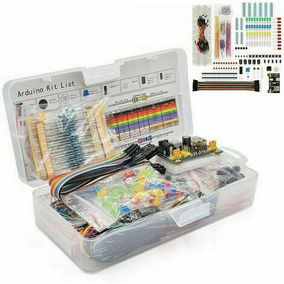 Breadboard, LEDs, Buzzer, Resistors & Transistors Electronic Components Intro Kit