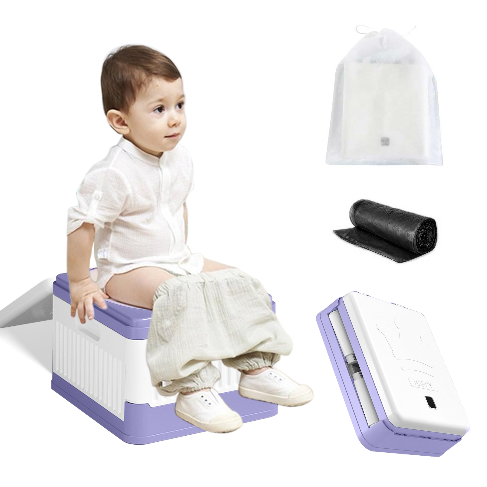 Breadeep Portable Potty for Toddler Travel, Foldable Potty Seat Training Toilet for Kids, Travel