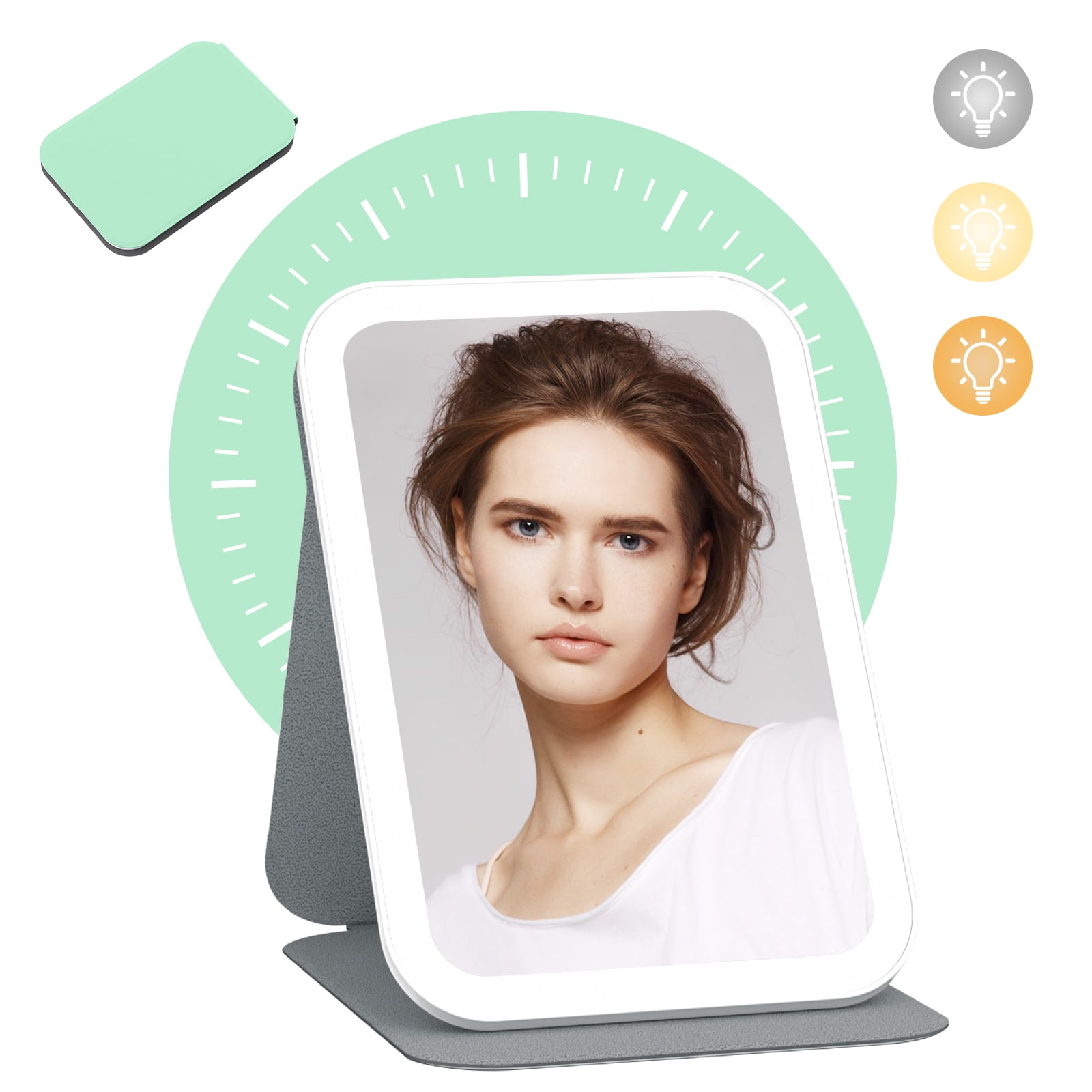 Breadeep Rechargeable Travel Makeup Mirror, Compact Tabletop Cosmetic