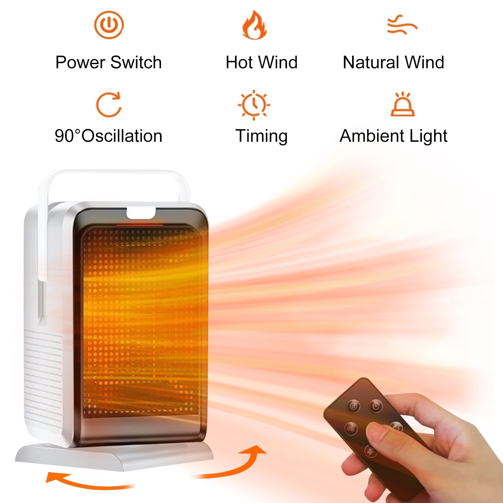 Breadeep Space Heater, 90°Oscillation Heater with Adjustable Thermostat