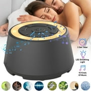 Breadeep White Noise Sound Machine, Baby Sound Spa Machine wih 16 Soothing Sounds and Warm Night Light for Sleeping, 3 Timers and Memory Feature Plug in Sound Machine for Baby, Adults, Black