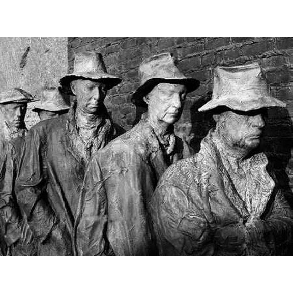 Breadline, F.D.R. Memorial, Washington, D.C. - Black and White Variant Poster Print by Carol Highsmith (9 x 12)