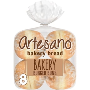 Artesano White Bakery Buns, 8 count, Hamburger Buns, 19 oz Bag