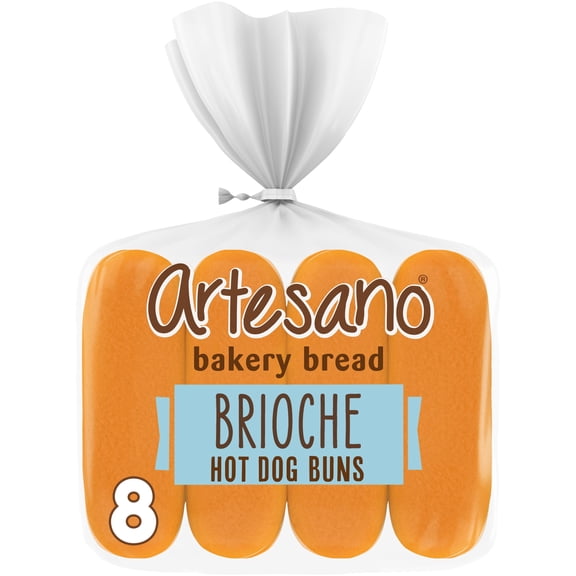 Artesano Brioche Hot Dog Buns, 8 count, Hot Dog Buns, 13.55 oz Bag