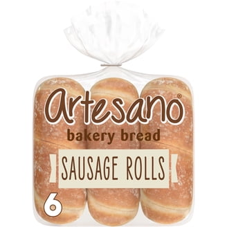 AK Artesano Plain Sausage Rolls, 6 count, Sub Hoagie Rolls, 15 oz Bag
