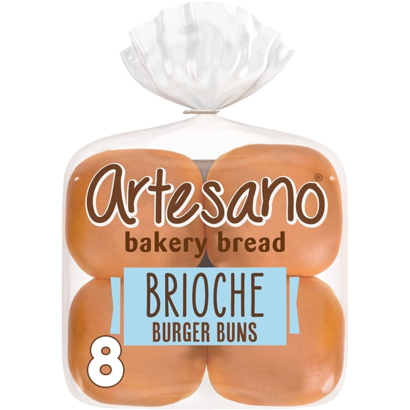 Artesano Brioche Buns, 8 count, Hamburger Buns, 16 oz Bag