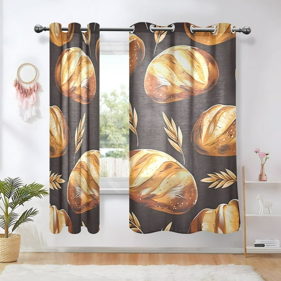 Breads Wheats Blackout Curtains Thermal Insulation 63 inch Grommet for Bedroom Living Room Bathroom Kitchen Windows 2 Pack