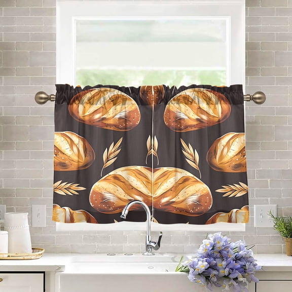 Breads Wheats Kitchen Curtains Half Tier Curtain 2 Rod Pockets Bathroom Bedroom Cupborad Living Room 27"x36"