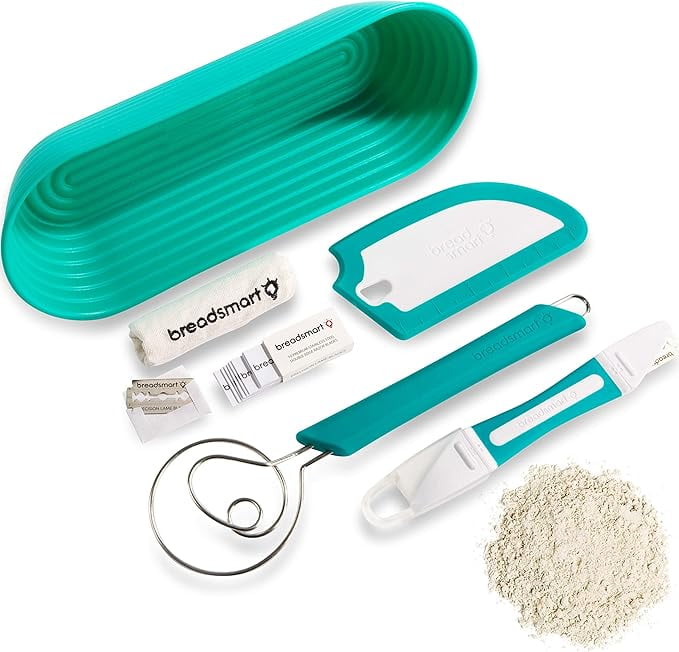 Teal Stainless Steel Artisan Bread Making Kit with Cotton Liner