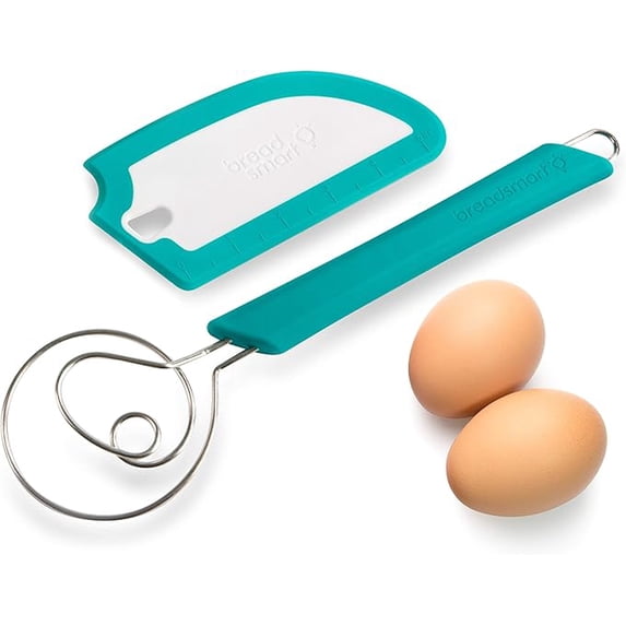 Breadsmart Artisan Bread Whisk and Bench Scraper Duo - Essential Bread Mixing Tools - Quality Home Bread Making Utensils